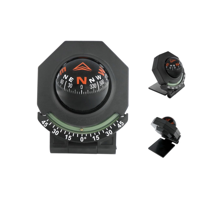 2 In 1 Car Compass With Slope Gauge Foldable High Precision Guide Ball - English Version