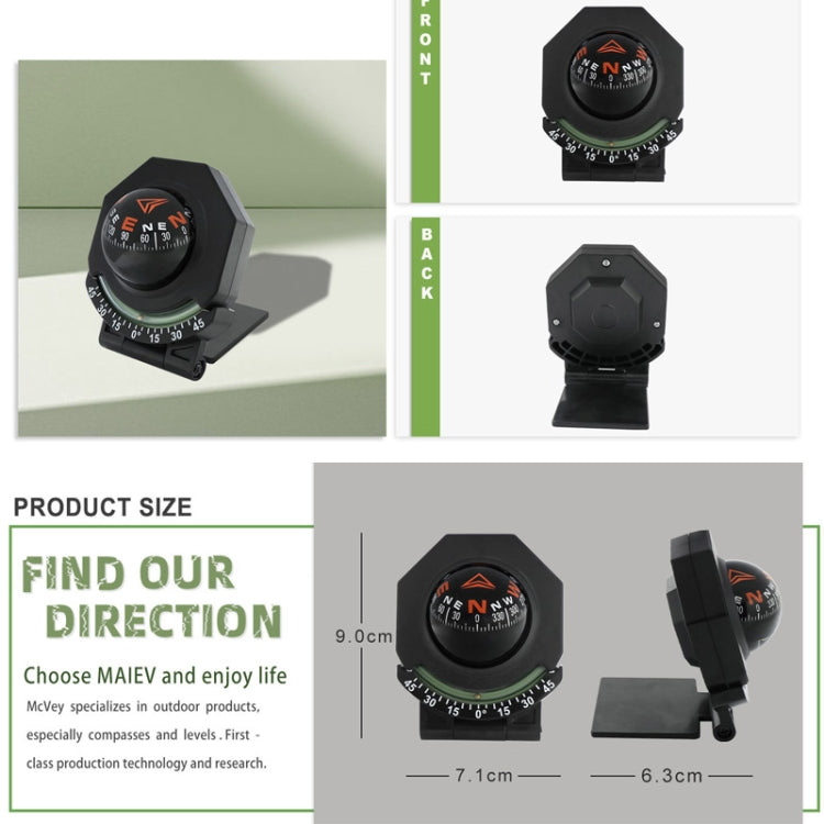 2 In 1 Car Compass With Slope Gauge Foldable High Precision Guide Ball - English Version
