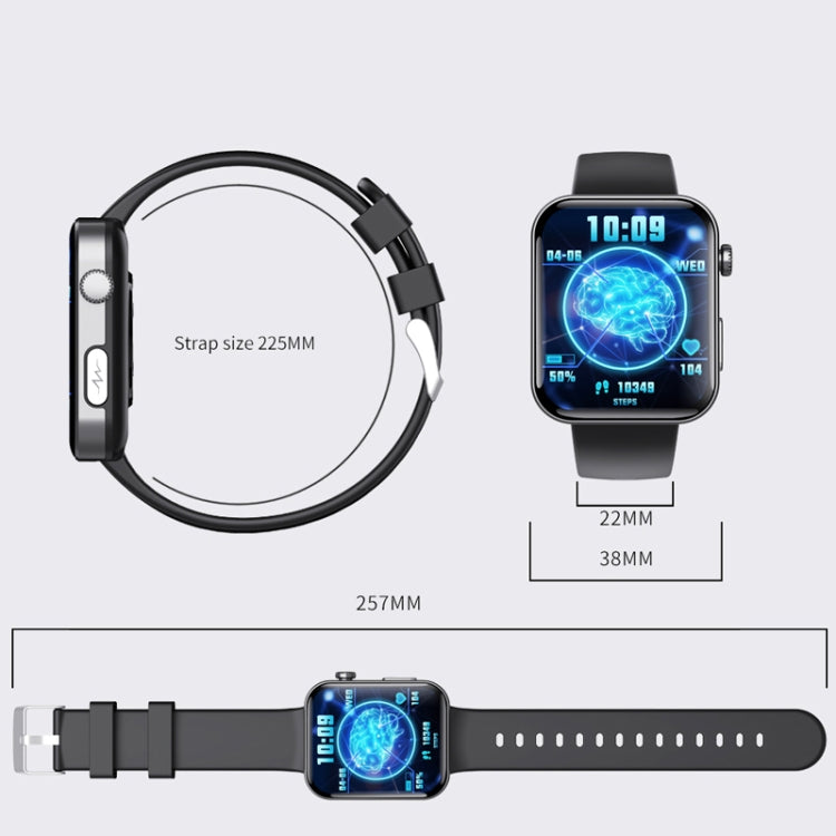 F300  2.1-Inch Screen Smart Watch Supports Bluetooth Calls/ECG/Blood Composition Analysis/50+ Sports Modes, Color: Black Milan