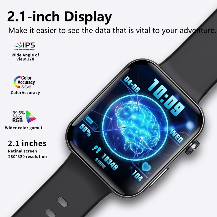 F300  2.1-Inch Screen Smart Watch Supports Bluetooth Calls/ECG/Blood Composition Analysis/50+ Sports Modes, Color: Black Leather