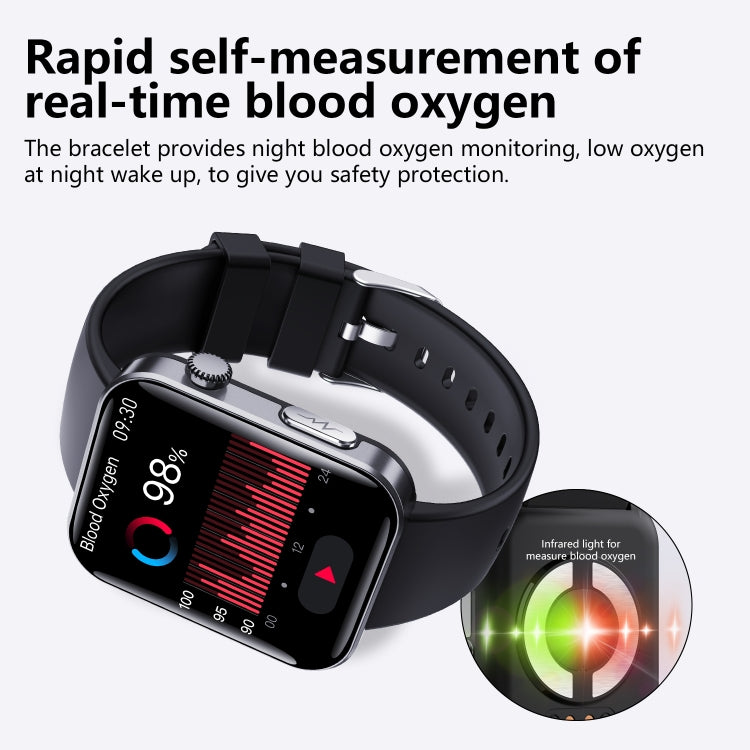 F300  2.1-Inch Screen Smart Watch Supports Bluetooth Calls/ECG/Blood Composition Analysis/50+ Sports Modes, Color: Black Pink Silicone