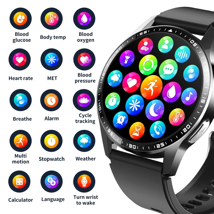 F400  1.55 Inch Screen Smart Watch Support ECG/ Blood Oxygen / Blood Sugar / 150+ Sports Mode, Color: Black Leather