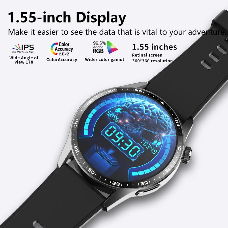F400  1.55 Inch Screen Smart Watch Support ECG/ Blood Oxygen / Blood Sugar / 150+ Sports Mode, Color: Black Bamboo