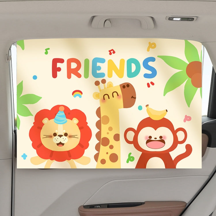 Suction Cup Car Sunshade Children Rear Side Window Insulation Sunscreen Cartoon Car Curtain, Style: Lion Monkey