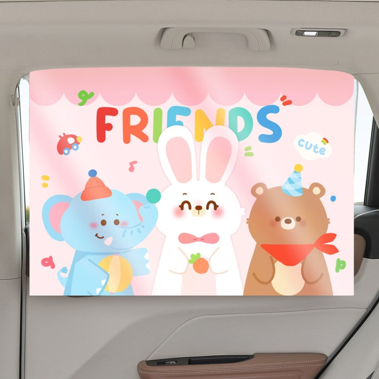 Suction Cup Car Sunshade Children Rear Side Window Insulation Sunscreen Cartoon Car Curtain, Style: Elephant Bear