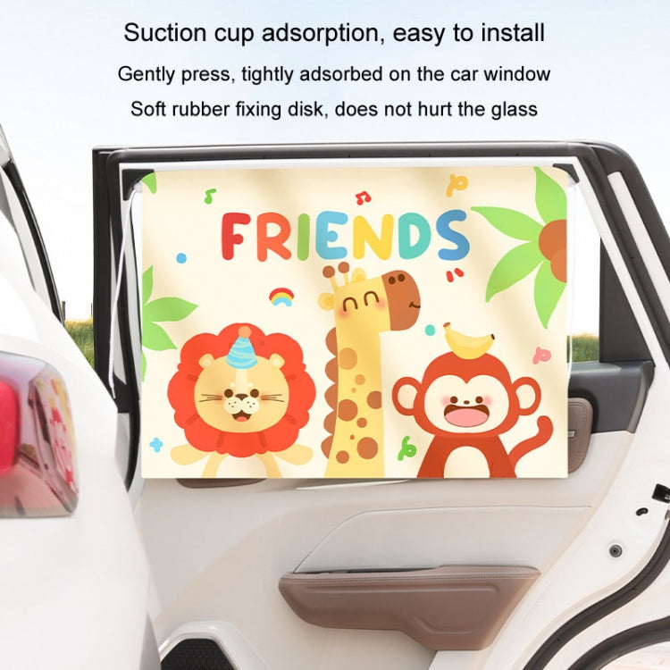 Suction Cup Car Sunshade Children Rear Side Window Insulation Sunscreen Cartoon Car Curtain, Style: Lion Monkey
