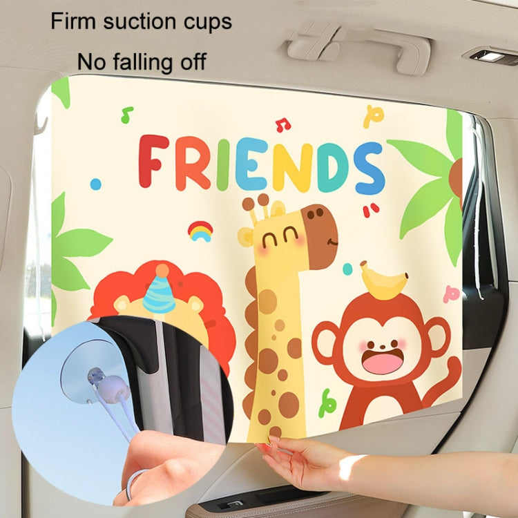 Suction Cup Car Sunshade Children Rear Side Window Insulation Sunscreen Cartoon Car Curtain, Style: Lion Monkey