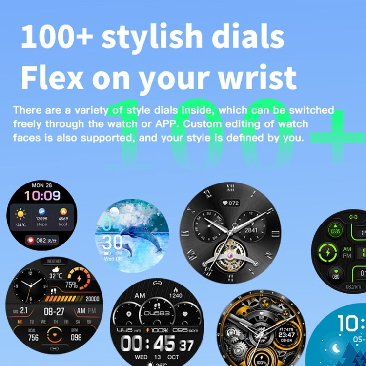 F207 Smart Watch 1.35-Inch Narrow Edge Screen Supports Bluetooth Calls / 24H Health Monitoring / 150+ Sports Modes, Color: Black 3-Beads Steel