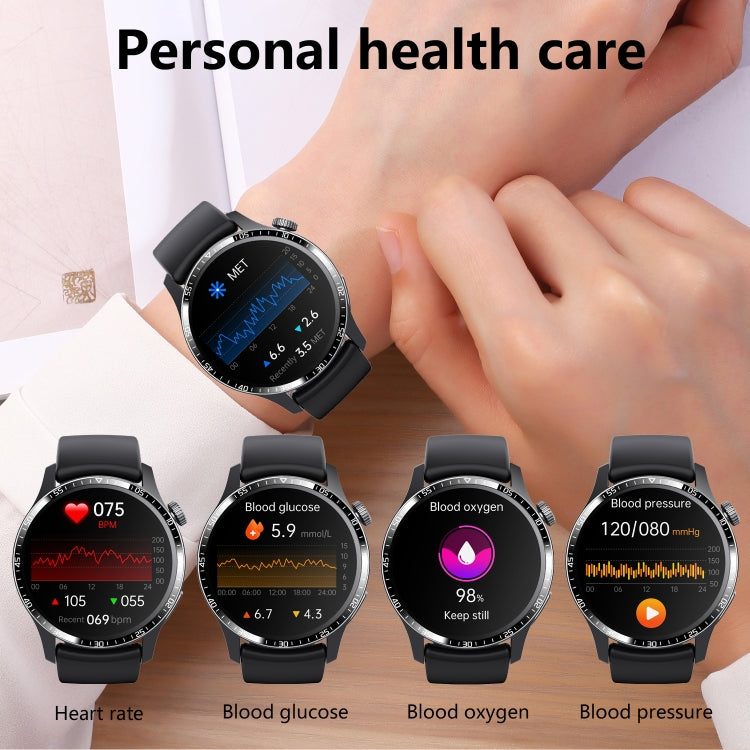 F207 Smart Watch 1.35-Inch Narrow Edge Screen Supports Bluetooth Calls / 24H Health Monitoring / 150+ Sports Modes, Color: Black 3-Beads Steel
