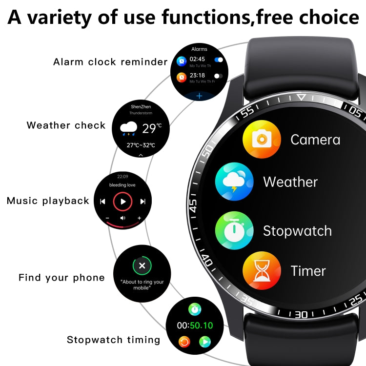 F207 Smart Watch 1.35-Inch Narrow Edge Screen Supports Bluetooth Calls / 24H Health Monitoring / 150+ Sports Modes, Color: Black 3-Beads Steel