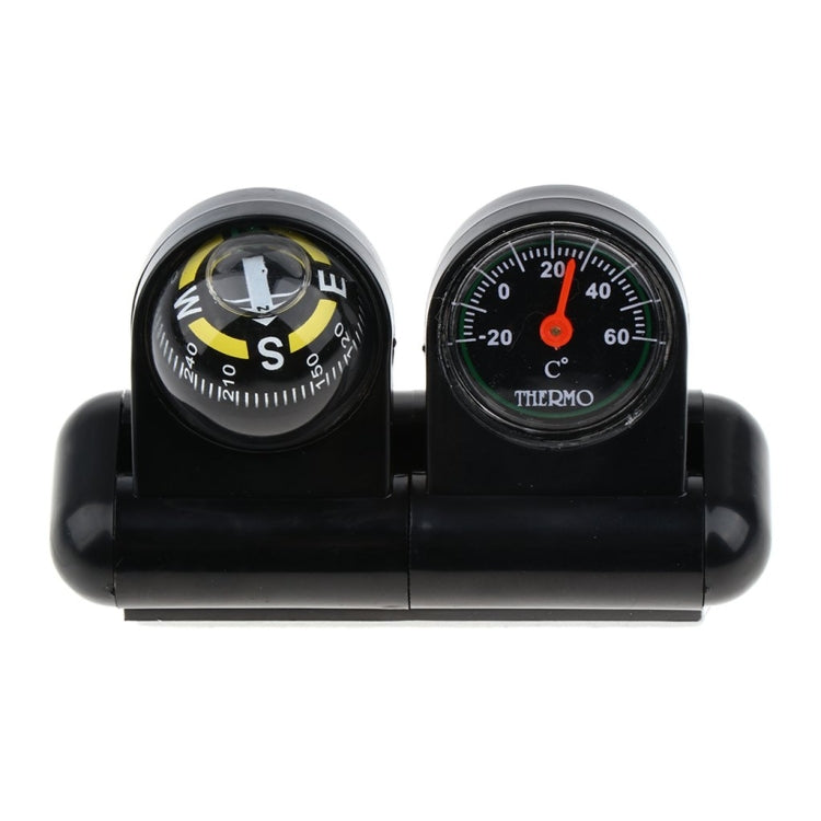2 In 1 Car Guide Ball Thermometer Adjustable Angle Compass - English Version
