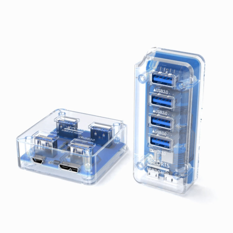 4 x USB 3.0 HUB 5Gbps Transparent Docking Station USB Adapter Splitter