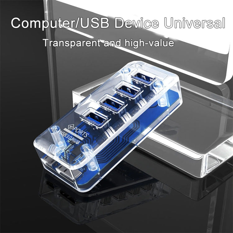 4 x USB 3.0 HUB 5Gbps Transparent Docking Station USB Adapter Splitter