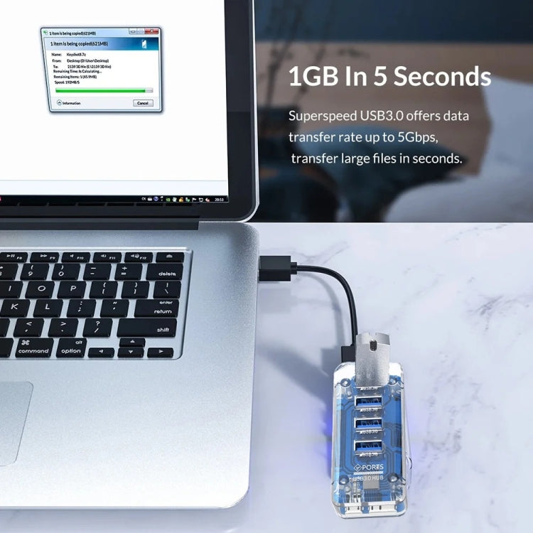4 x USB 3.0 HUB 5Gbps Transparent Docking Station USB Adapter Splitter