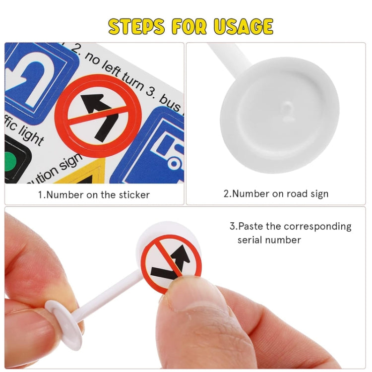 56pcs /Set Kids Traffic Signs Model Toy Mini Traffic Lights Road Signs - English A+B