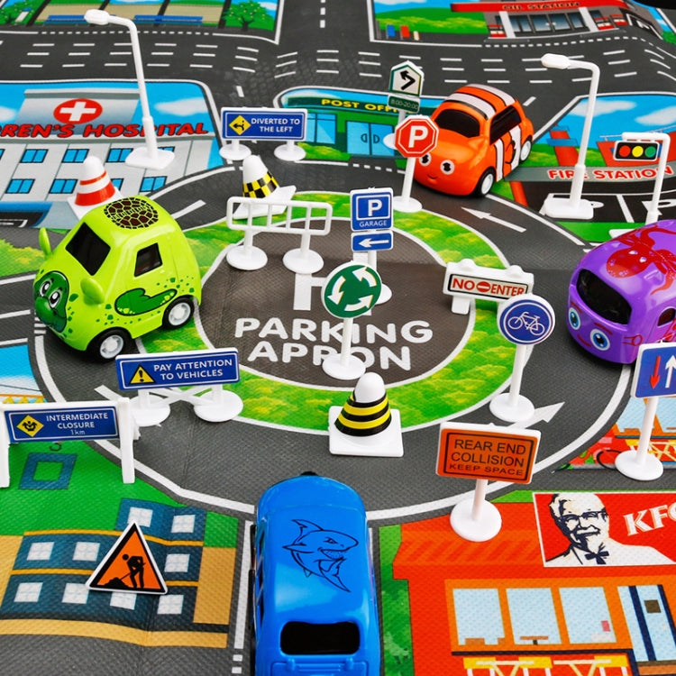 56pcs /Set Kids Traffic Signs Model Toy Mini Traffic Lights Road Signs - English A+B