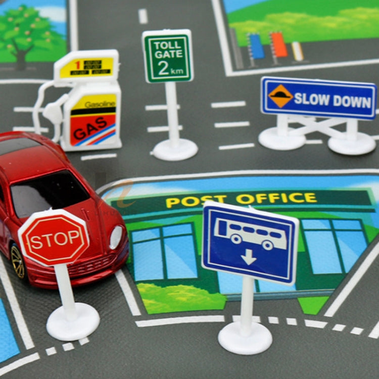 56pcs /Set Kids Traffic Signs Model Toy Mini Traffic Lights Road Signs - English A+B