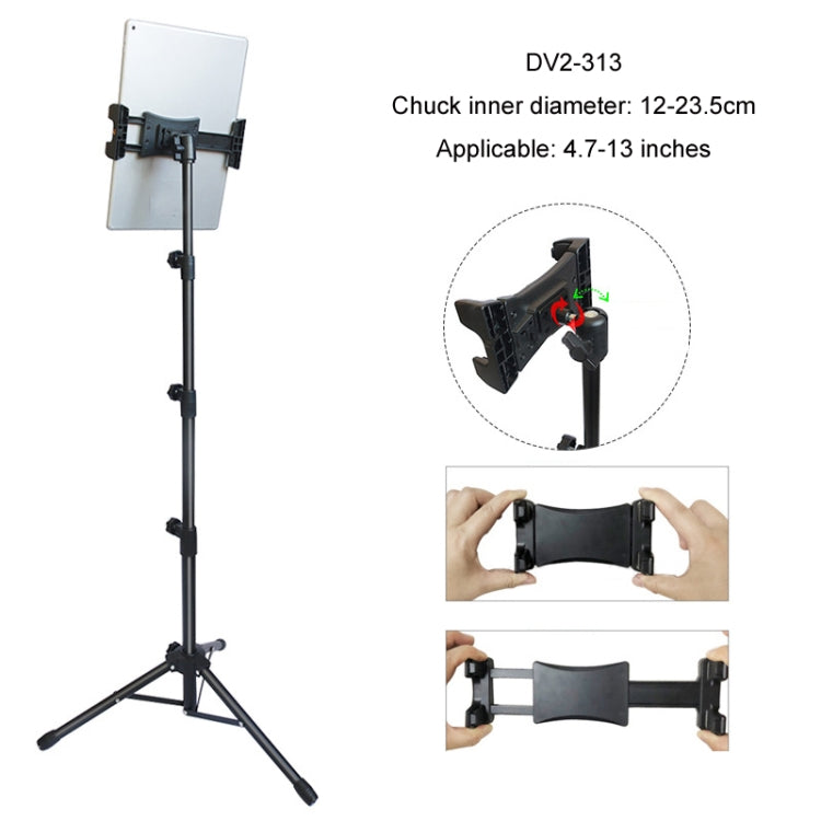 1.6m Adjustable Tablet Stand Floor-Standing Retractable Mobile Phone Tripod, Model: 313