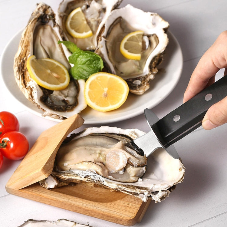 Stainless Steel Opening Oyster Scallop Tool Kitchen Shell Pryer Knife+Wooden Stand
