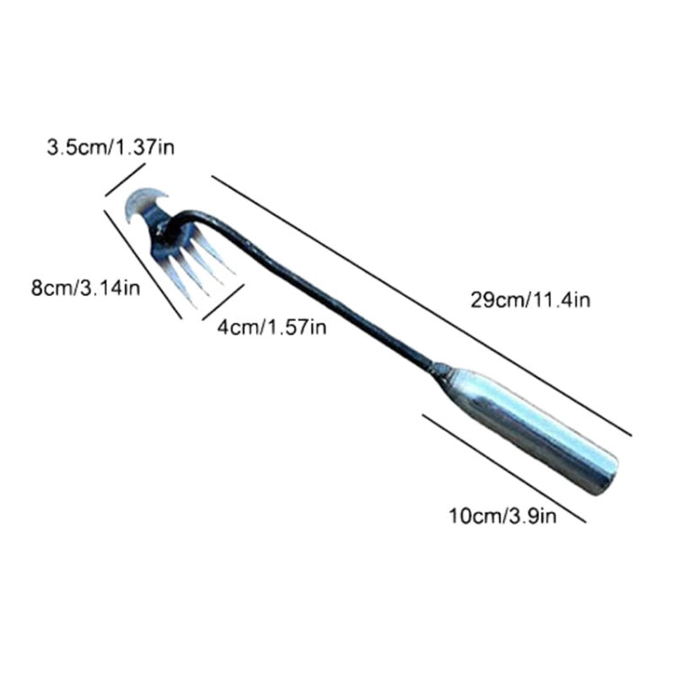 Four-Tooth Dual Purpose Weed Remover Tool Gardening Weed Rake Uprooting Weeding Tool, Length: 29cm Iron Handle