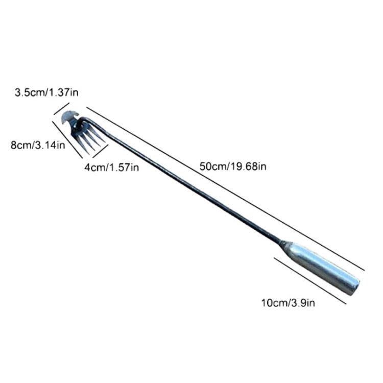 Four-Tooth Dual Purpose Weed Remover Tool Gardening Weed Rake Uprooting Weeding Tool, Length: 50cm Iron Handle