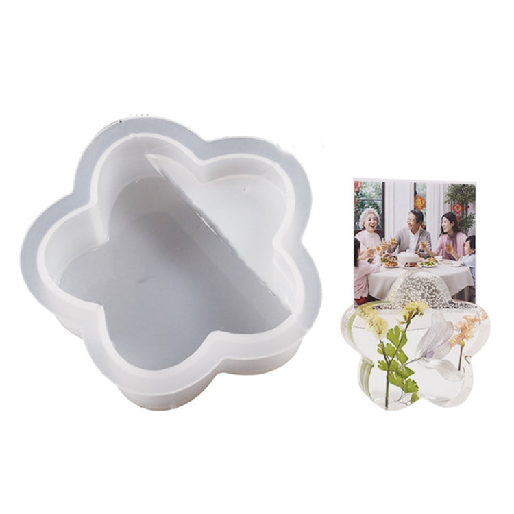 2pcs Business Card Holder Photo Clip Mold DIY Crystal Glue Resin Mold, Style: Flower 004