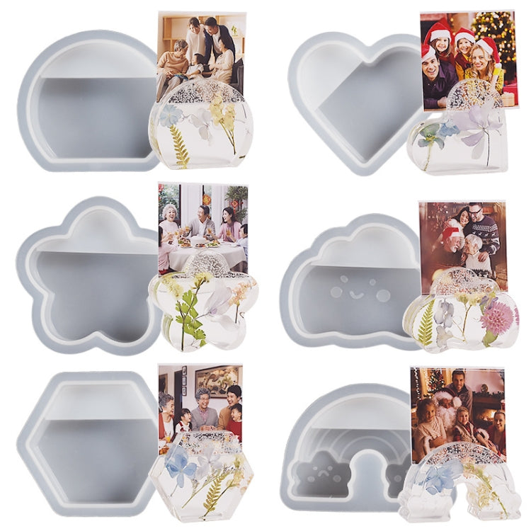 2pcs Business Card Holder Photo Clip Mold DIY Crystal Glue Resin Mold, Style: Semicircle 003