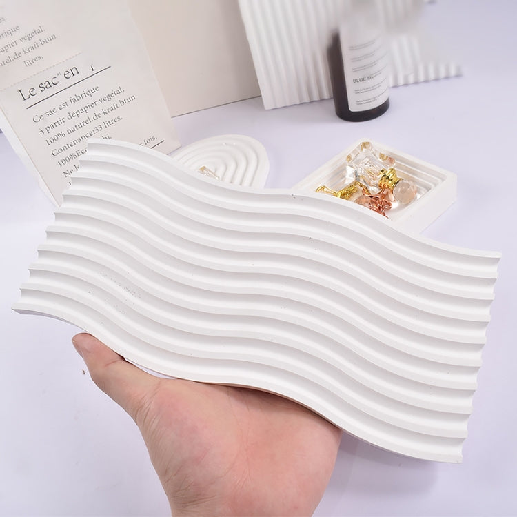 Epoxy Resin Mold Gypsum Candle Stand Arch Storage Tray Silicone Mold, Spec: Wave Suqare