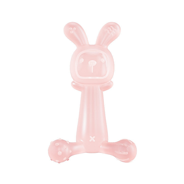 Bunny Baby Teether BPA Free Food-Grade Silicone Teether Infant Teething Stick Anti-Eating Hand, Color: Pink