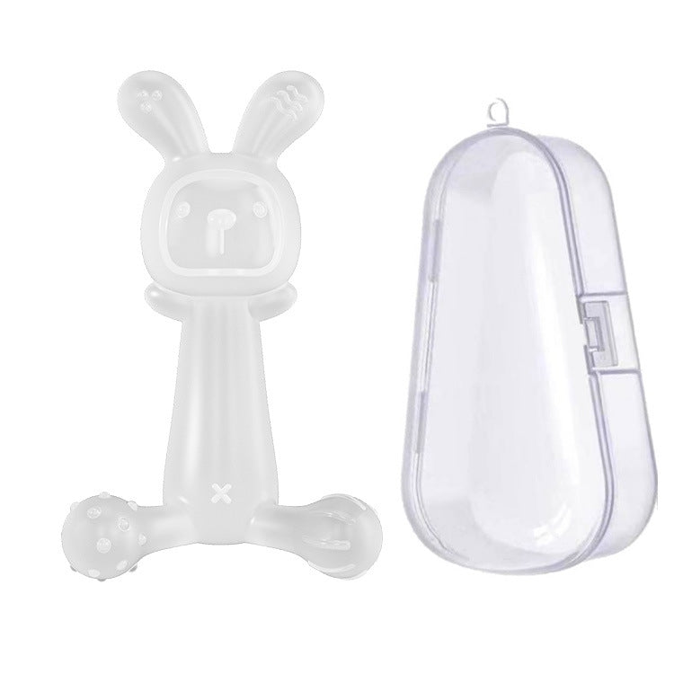 Bunny Baby Teether BPA Free Food-Grade Silicone Teether Infant Teething Stick Anti-Eating Hand, Color: With Box Transparent