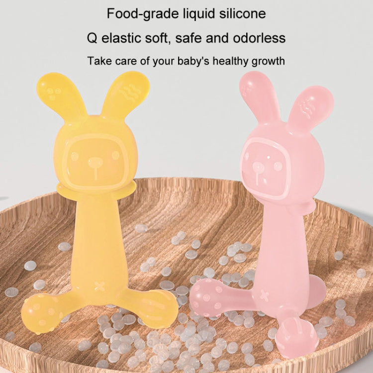Bunny Baby Teether BPA Free Food-Grade Silicone Teether Infant Teething Stick Anti-Eating Hand, Color: Pink