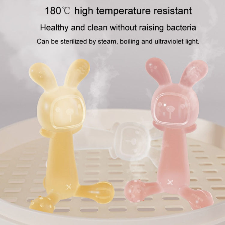 Bunny Baby Teether BPA Free Food-Grade Silicone Teether Infant Teething Stick Anti-Eating Hand, Color: Pink