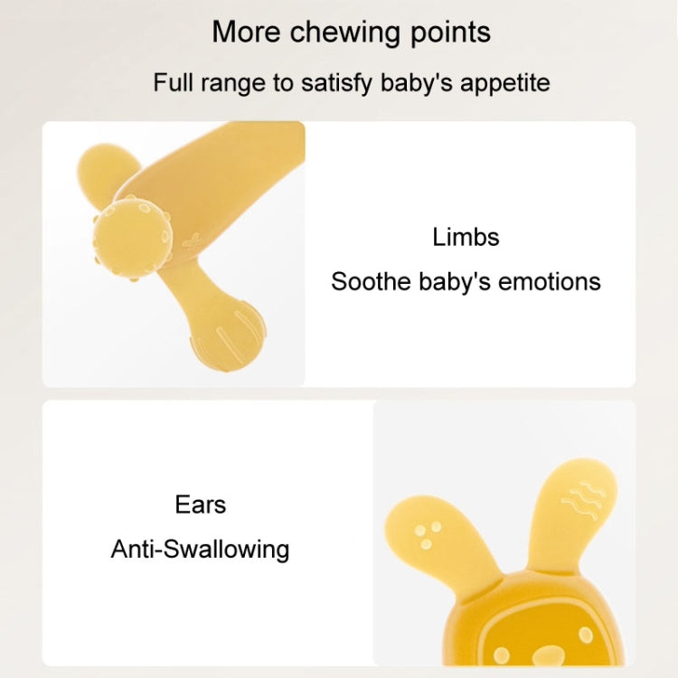 Bunny Baby Teether BPA Free Food-Grade Silicone Teether Infant Teething Stick Anti-Eating Hand, Color: Transparent