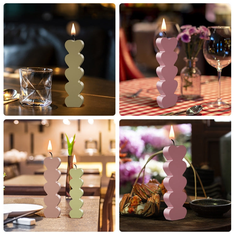 5pcs Five-Link Heart Shape Candle Silicone Molds DIY Epoxy Resin Mold, Size: Large