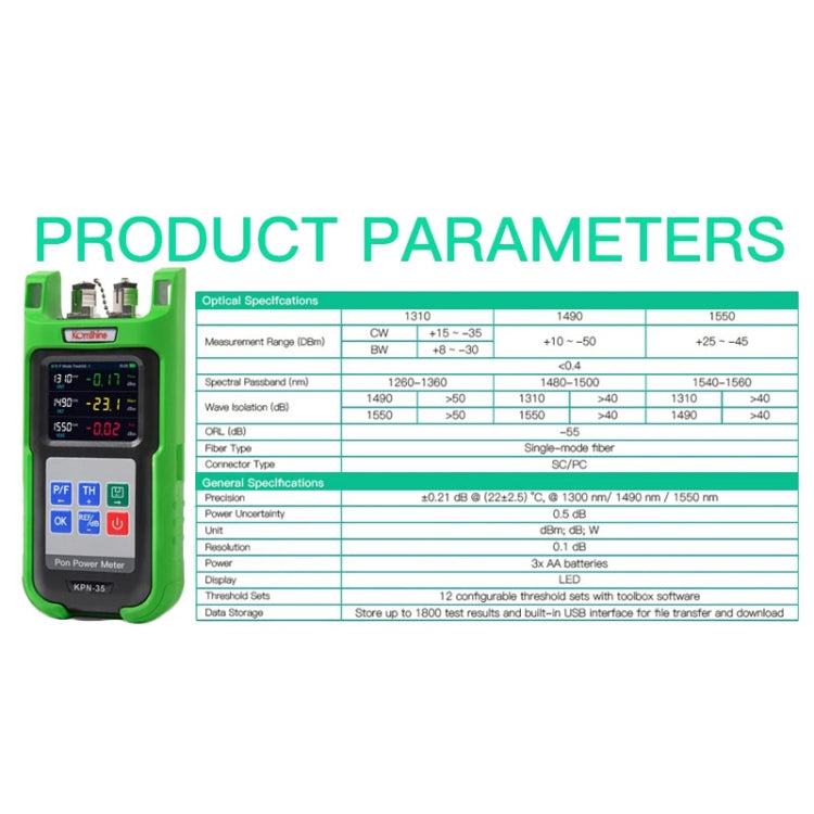 Komshine KPN-35 High Precision PON Optical Power Meter 1310/1490/1550nm Fiber Tester