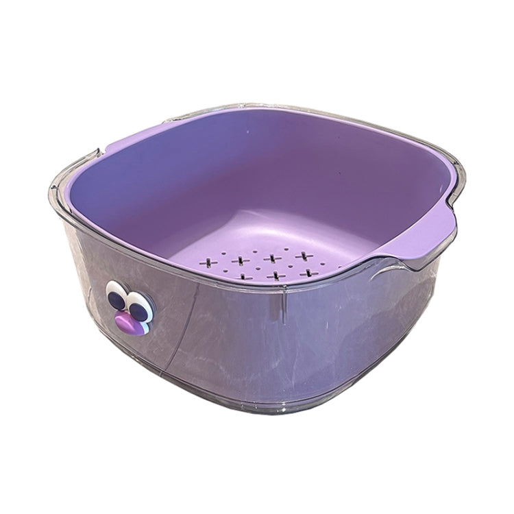 Household Dual Layer Thickened Cartoon Draining Basket Multifunctional Kitchen Dishwashing Hamper, Style: Medium Purple