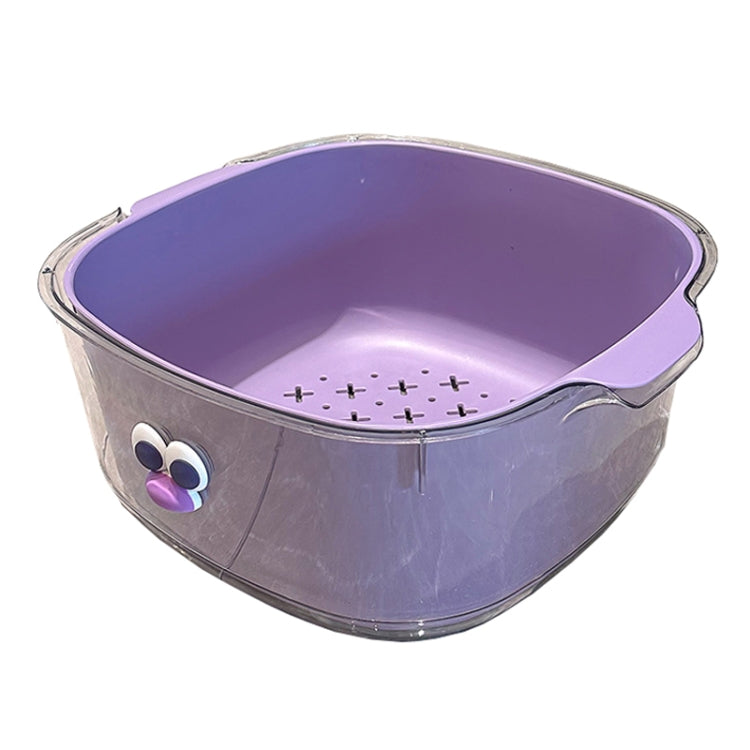 Household Dual Layer Thickened Cartoon Draining Basket Multifunctional Kitchen Dishwashing Hamper, Style: Large Purple