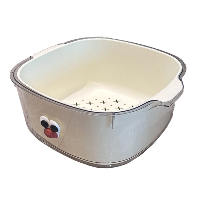 Household Dual Layer Thickened Cartoon Draining Basket Multifunctional Kitchen Dishwashing Hamper, Style: Large White