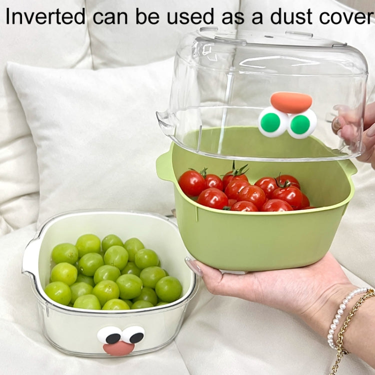 Household Dual Layer Thickened Cartoon Draining Basket Multifunctional Kitchen Dishwashing Hamper, Style: Large White