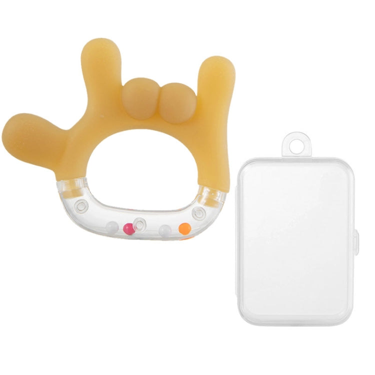 Rattle Baby Teether Soothing Pacifier Teething Stick Newborn Anti-Eating Hand Silicone Toy, Style: Rock Gesture+Box