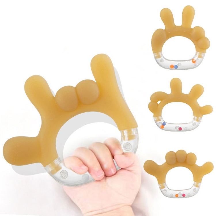 Rattle Baby Teether Soothing Pacifier Teething Stick Newborn Anti-Eating Hand Silicone Toy, Style: Yeah Gesture+Box