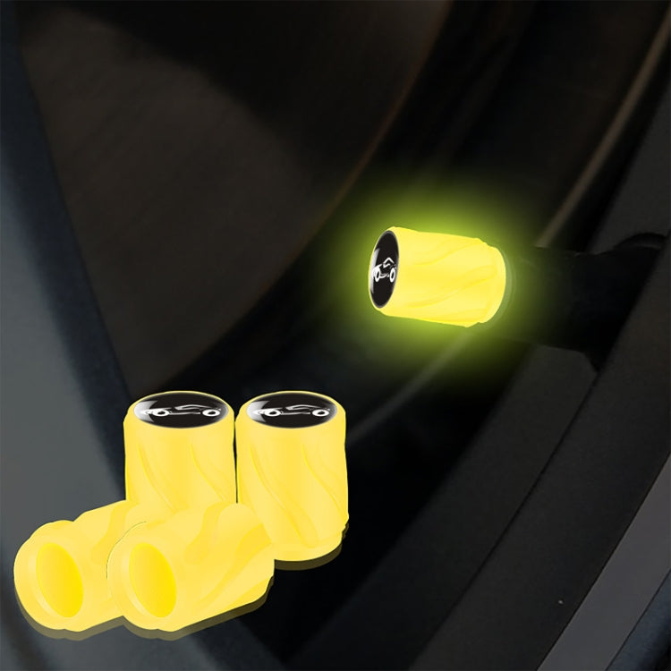 4pcs /Set Luminous Car Motorcycle Tire Modified Valve Cap, Color: Yellow Sports Car