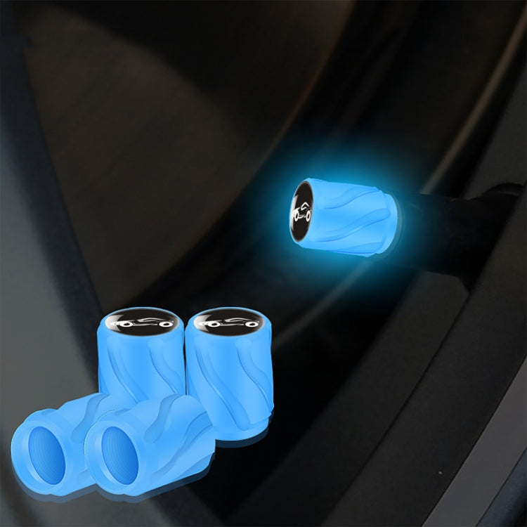 4pcs /Set Luminous Car Motorcycle Tire Modified Valve Cap, Color: Blue Sports Car