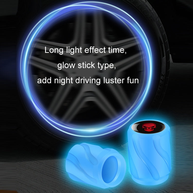 4pcs /Set Luminous Car Motorcycle Tire Modified Valve Cap, Color: Orange Red Red Skull