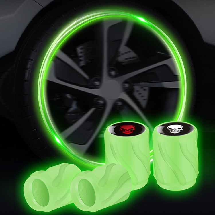 4pcs /Set Luminous Car Motorcycle Tire Modified Valve Cap, Color: Blue Red Skull