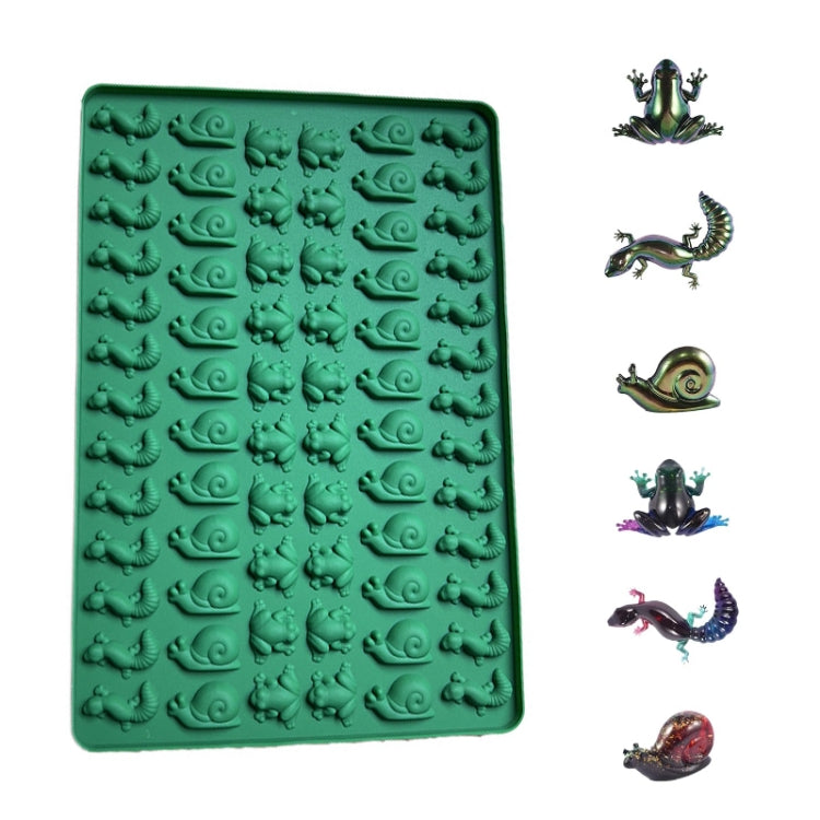 70-Cavity Mini Frog Snail Gecko Silicone Molds For Making Pet Treats, Fondant, Cake, Chocolate, Candy, and Cookies - Green