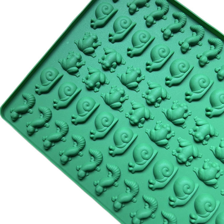 70-Cavity Mini Frog Snail Gecko Silicone Molds For Making Pet Treats, Fondant, Cake, Chocolate, Candy, and Cookies - Green