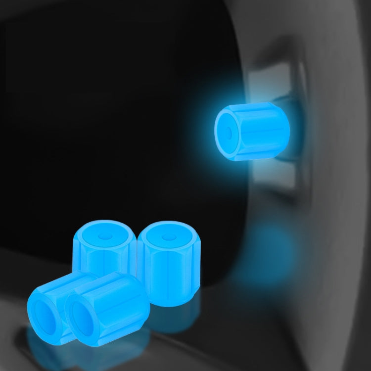 5packs Luminous Car Motorcycle Tire Valves, Color: Blue - 4pcs /Set