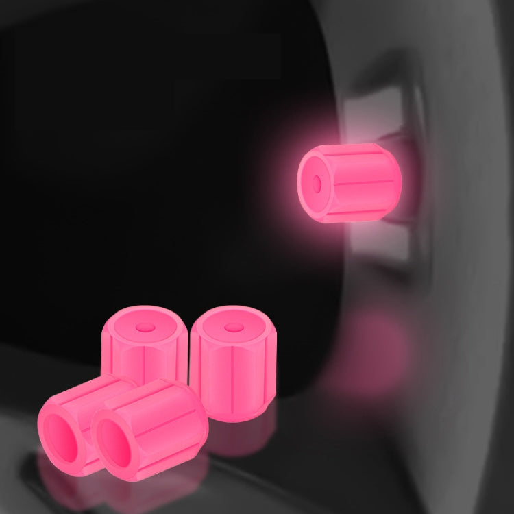 5packs Luminous Car Motorcycle Tire Valves, Color: Pink - 4pcs /Set
