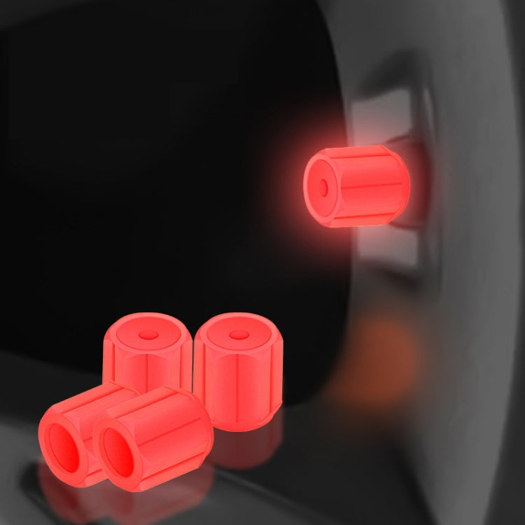 5packs Luminous Car Motorcycle Tire Valves, Color: Red - 4pcs /Set